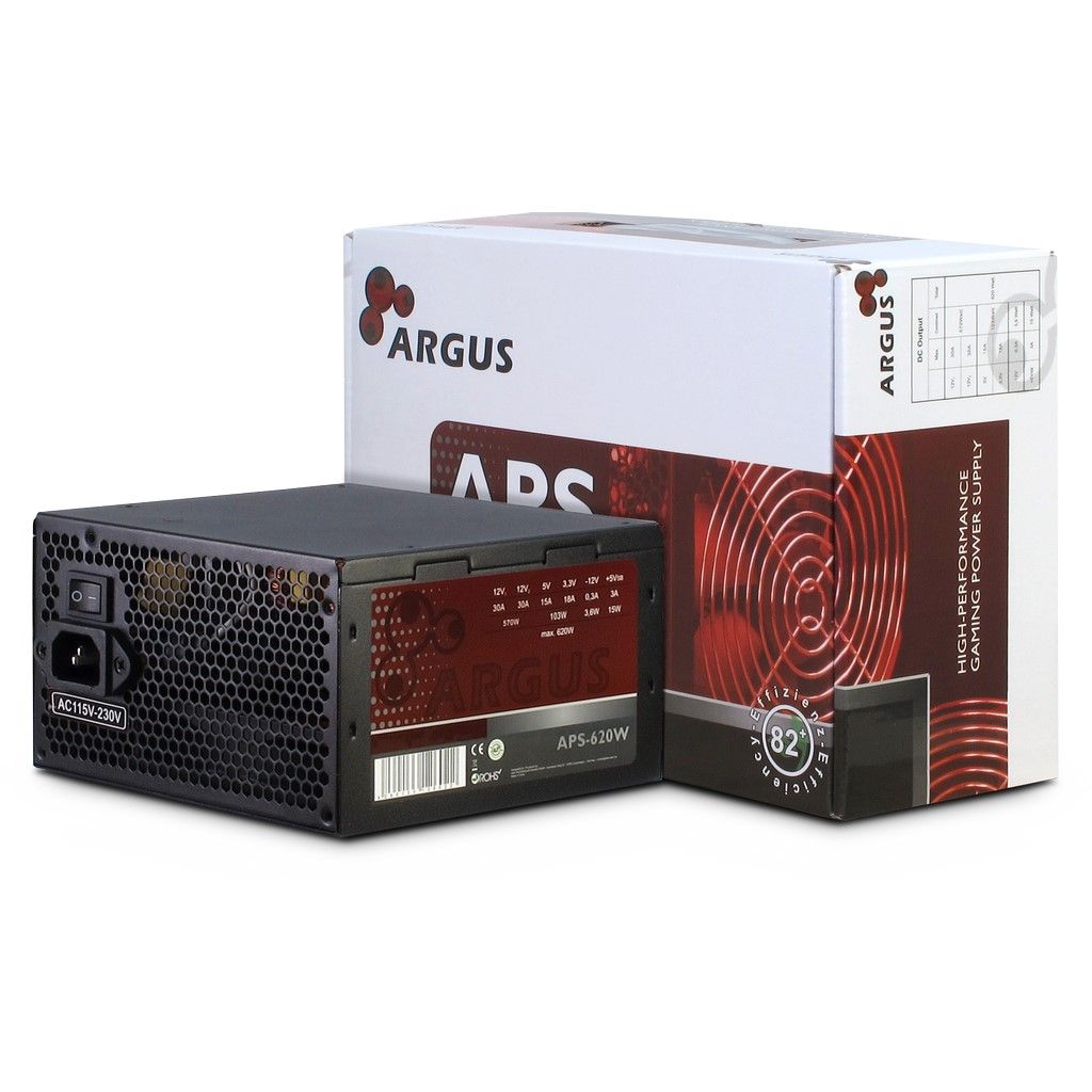Inter-tech PSU Argus APS-620W12cm fan, Mainboard 20+4Pin PCI-Express 6+2Pin, 4x IDE 4Pin (Molex) - Image 2