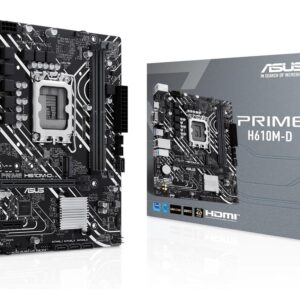 ASUS MB PRIME H610M-DLGA1700, 2x DDR5, 1x M.2,6xUSB1x VGA, 1x HDMI, mATX