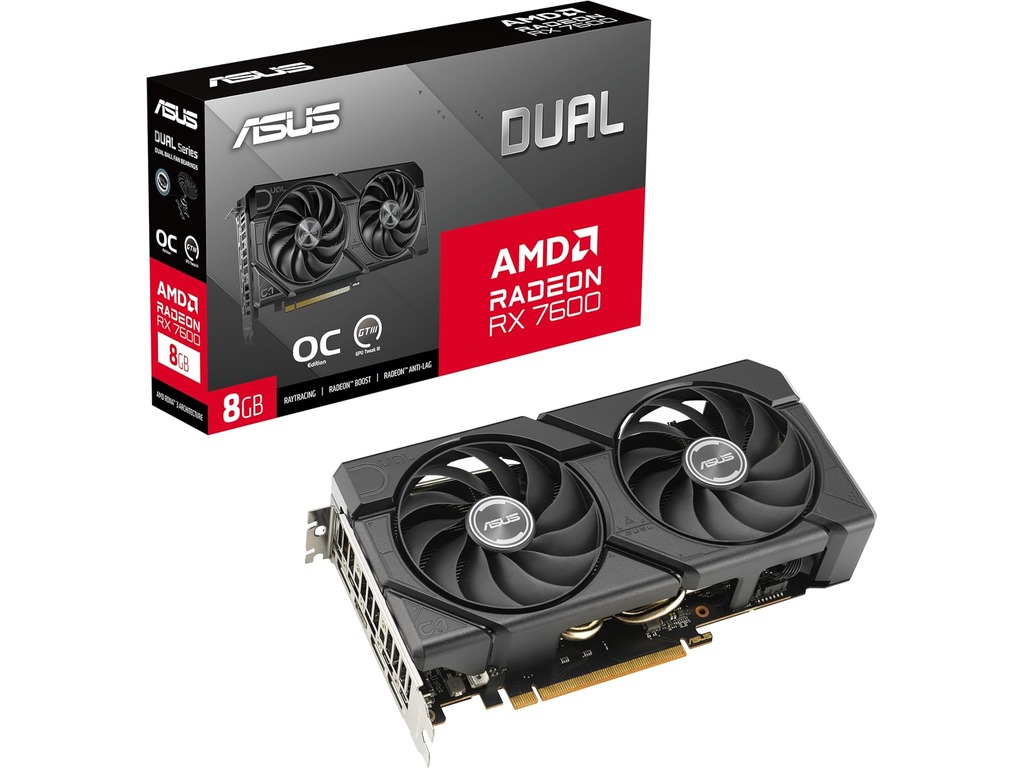 ASUS VGA DUAL-RX7600-O8G-EVO 8GB GDDR6, 128-bit, 3x DP, 1x HDMI