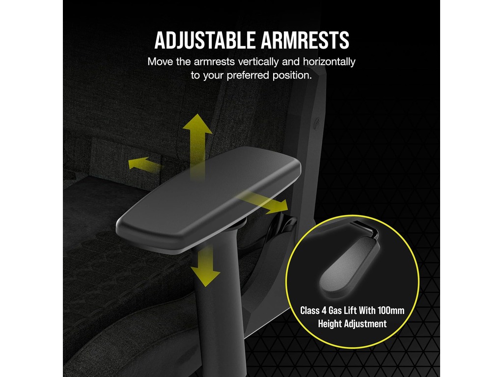 Corsair TC100 Gaming ChairRelaxed, Fabric Black/Grey120kg - Image 4