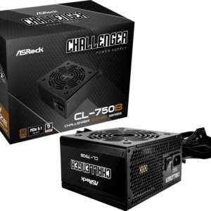 ASROCK PSU 750W, CL-750BChallenger,12cm fan,80+ BronzePCIe 5.1 Ready, 24pin Sleeved