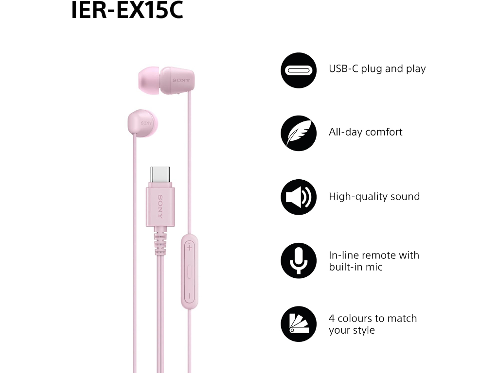 Sony in-ear USB-C slušalice boja roza - Image 2