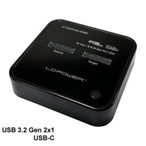 LC-Power Docking station NVMEM.2 SSD, USB-C port, 2x SSD-a,Transfer rate do 10 Gb/s