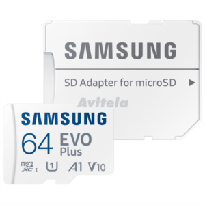 Samsung Micro SD 64GB EVO Plussa adapterom;Up to 160MBs