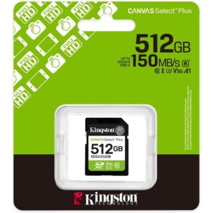 Kingston SDHC 512GB Class 10Canvas Select Plus150 MBs,Class 10 UHS-I