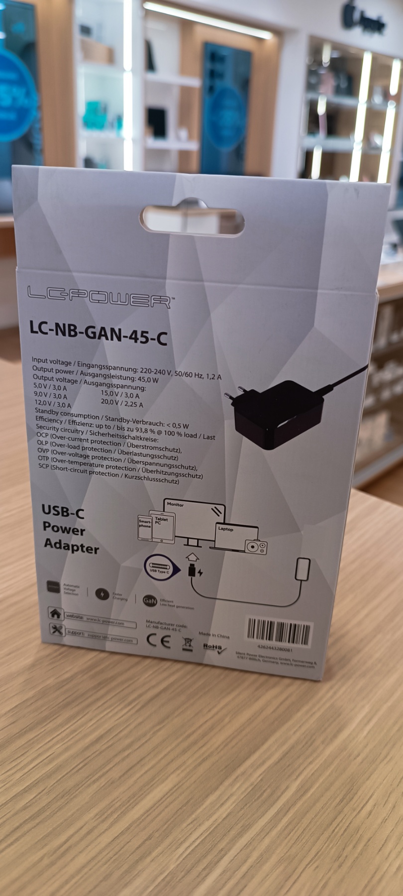 LC-Power USB GaN punjač 45W Punjač za laptope, USB-C,5-20V, 2.25-3A - Image 4