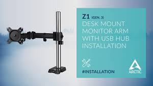Arctic Z1 Gen 3 (Matt Black)desk monitor arm with USB Hub