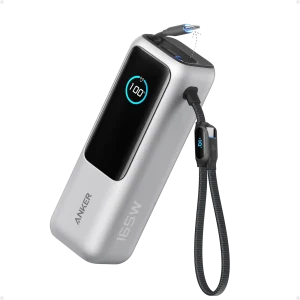 Anker Power Bank (25K, 165W, Built-In USB-C and Retractable Cable) Silver