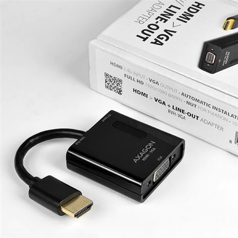 AXAGON RVH-VGAN, HDMI -> VGA Reduction / Adapter, FullHD, Audio OUT