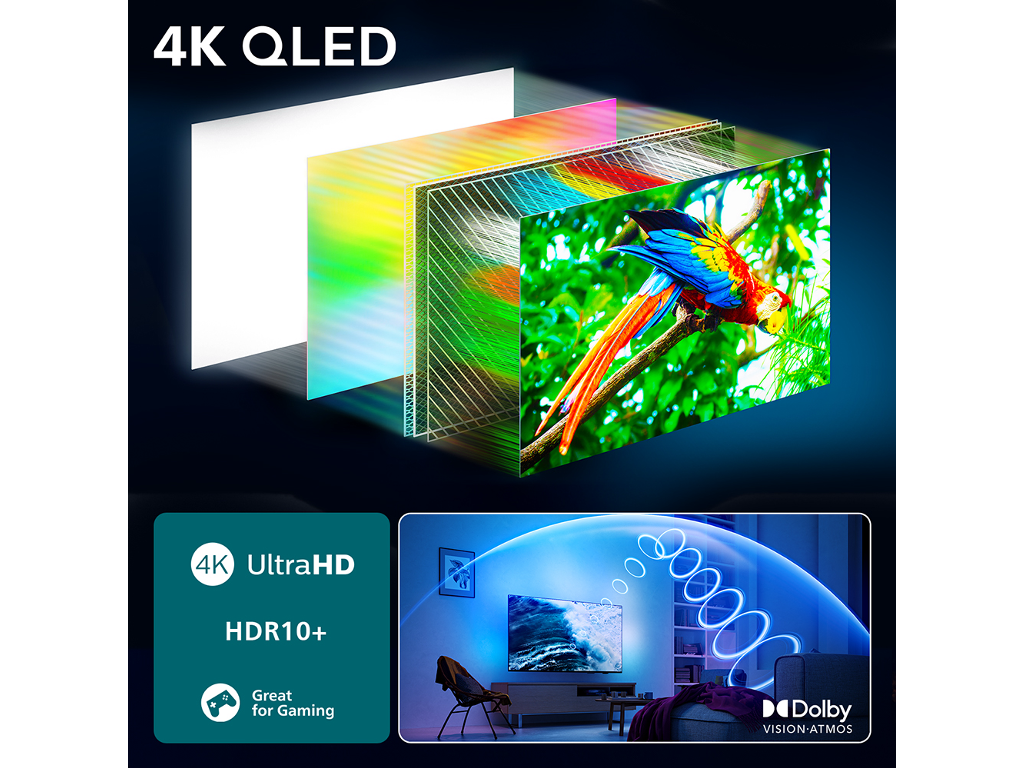 Philips 65''PUS9010 4K QledTitan OS; AMBILIGHT TV; 144Hz;P5 Picture Engine; Dolby Atmos i Vision - Image 8