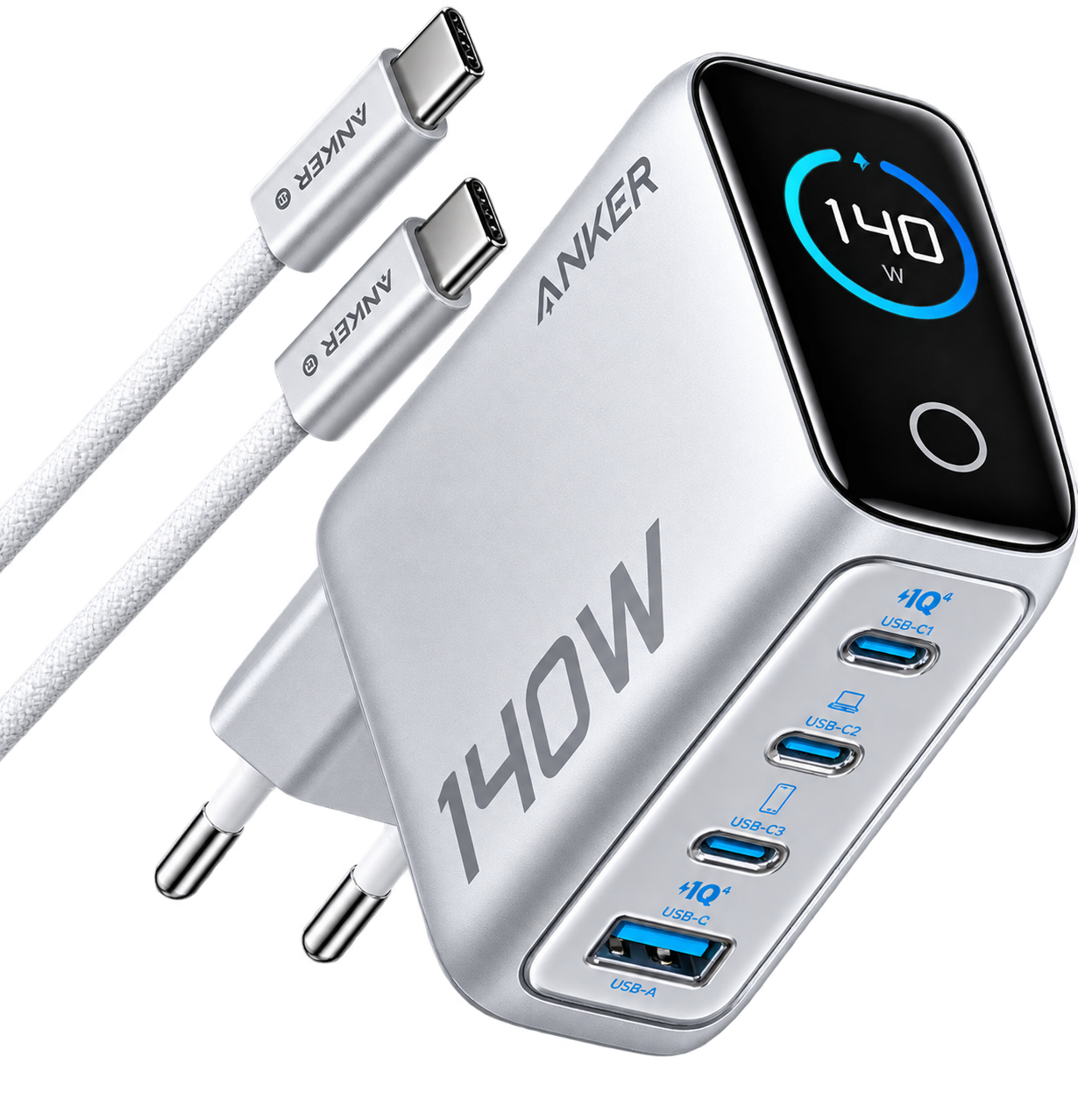 ANKER PUNJAČ 140W, 4 PORTS, PD 3.1) SIVA