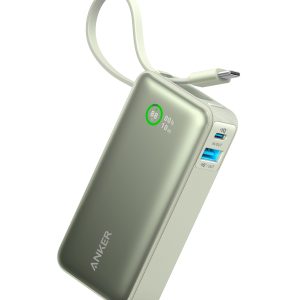 ANKER NANO POWER BANK (10K,30W, BUILT IN USB-C CABLE) GREEN
