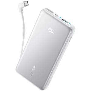 ANKER ZOLO POWER BANK ( 10K, 22.5W, BUILT IN USB-C CABLE) WHITE