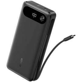 ANKER POWER BANK (20K, 87W, BUILT IN USB-C CABLE) BLACK