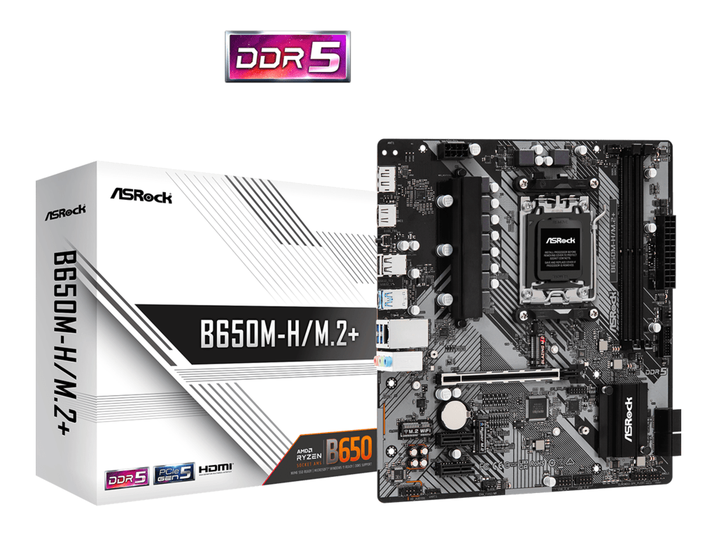 ASROCK MB B650M-H/M.2+AMD B650, AM5, 2xDDR5, 2xM.24xSATA, HDMI, DP, microATX - Image 3