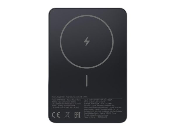 Xiaomi SuperSlim PB 5000 mAh crni USB-C x1, bežično punjenje
