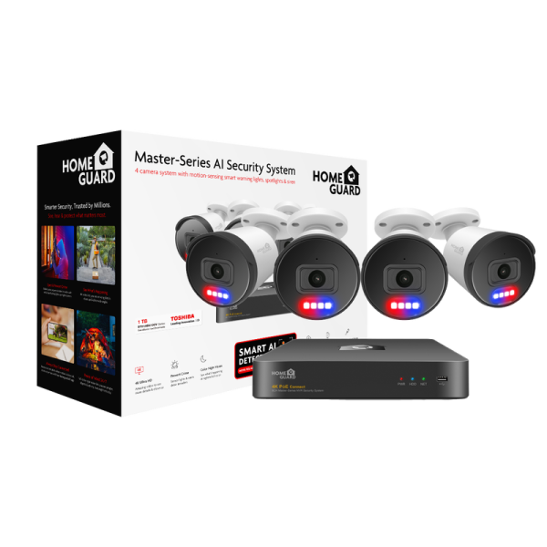 Homeguard POE Set 4K NVR 8CH+4 kamere, svjetlosno/zvučni alarm, AI detekcija