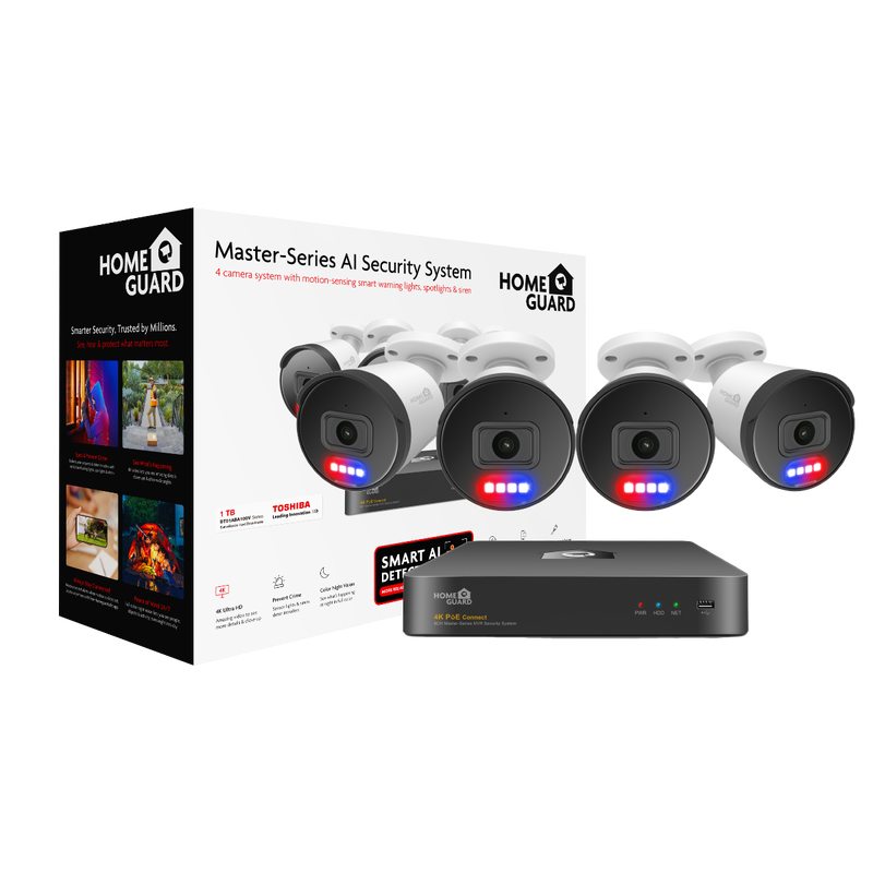 Homeguard POE Set 4K NVR 8CH+4 kamere, svjetlosno/zvučni alarm, AI detekcija