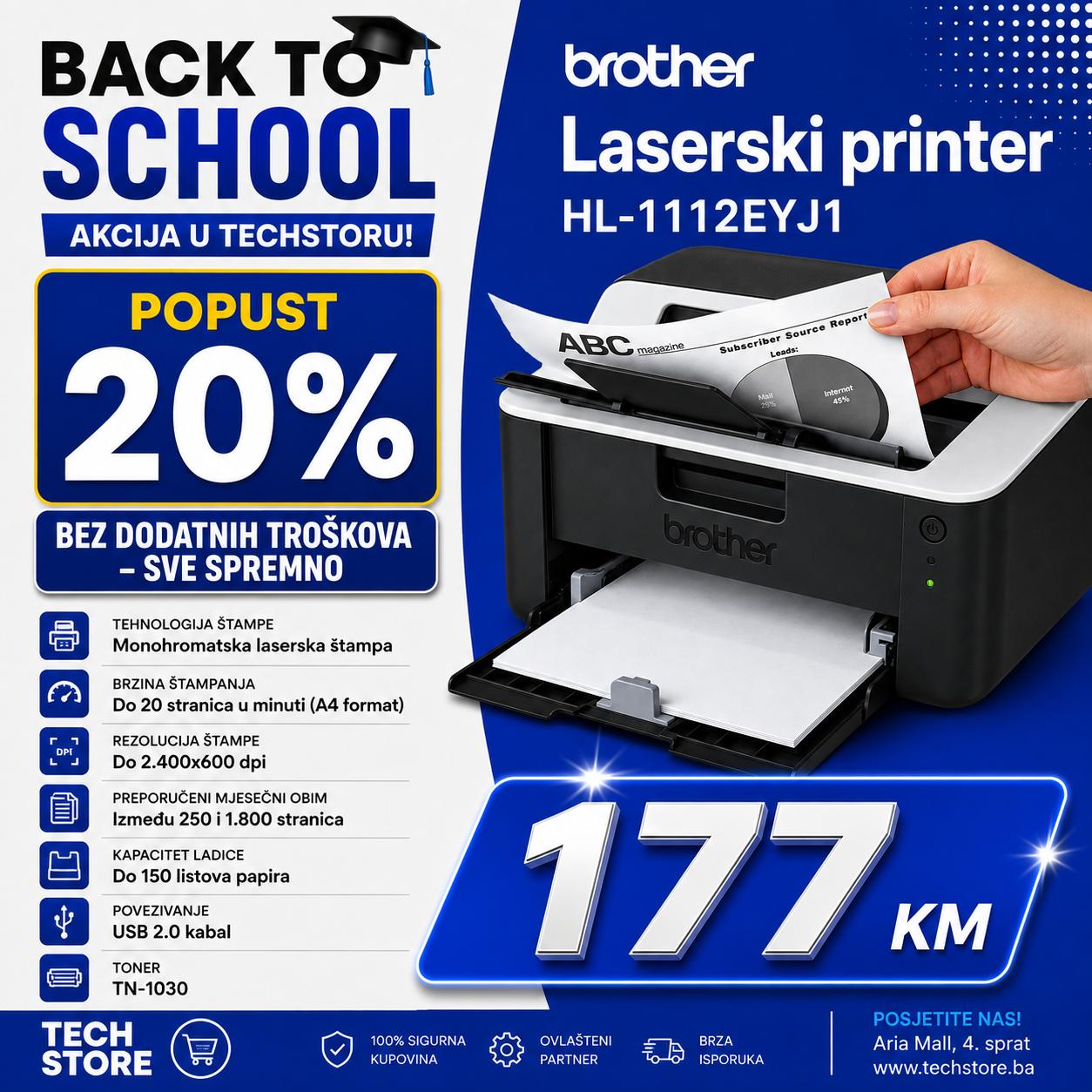BROTHER LASERSKI PRINTER HL-1112EYJ1