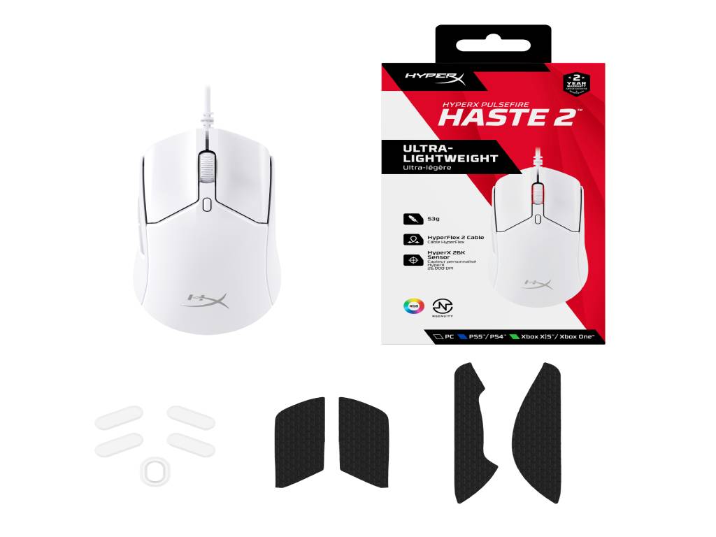 HyperX Pulsefire Haste 2 WGaming Mouse (White) - Image 4