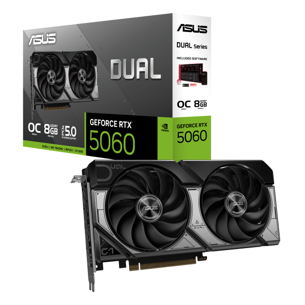 ASUS DUAL-RTX5060-O8G-A 8GB GDDR7, 128-bit, 3x DP, 1x HDMI, OC Edition advanced